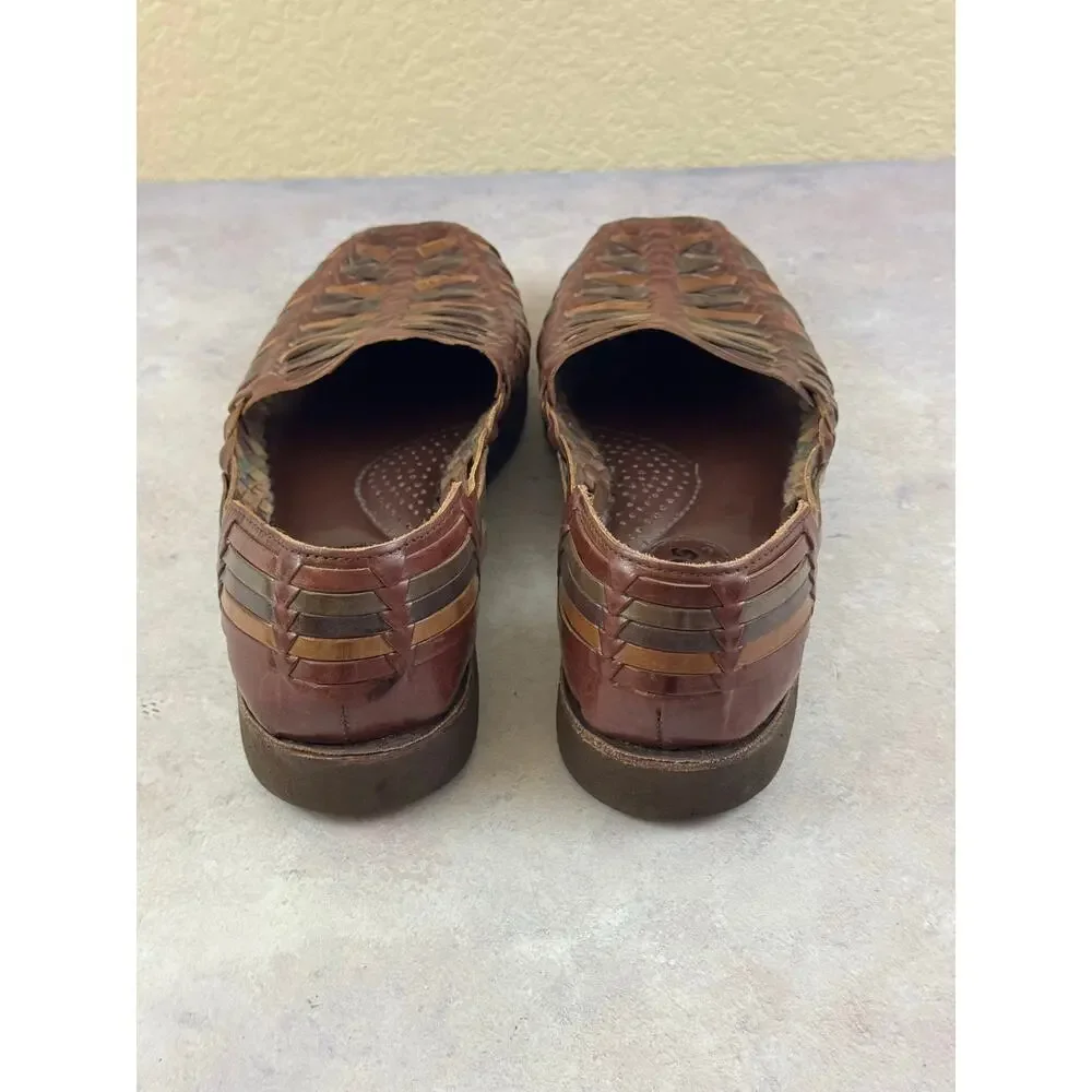 Sunsteps Hand-Woven Leather Loafers Shoes Men Sz 11.5 Brown Preppy Boho
